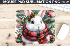 Watercolor Bunny Mouse Pad Sublimation - Christmas PNG Product Image 1