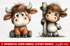 Whimsical Farm Animal Clipart | Cute Farm Animals PNG Set Product Image 1