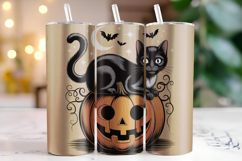 Halloween Pumpkin &amp; Cat Tumbler Wrap | Sublimation | Tumbler Product Image 1
