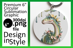 Charming Circle PNG Keychain Artwork , Cute Dino Product Image 1