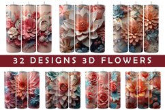 32 3D Flowers Tumbler Sublimation |3D Flower Tumbler Wrap Product Image 1