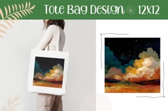 Night Sky Illustration, Night Sky Tote Bag Design, Sky PNG Product Image 1