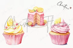 Watercolor Pink Lemonade Treats Clipart | Watercolor PNG Product Image 3