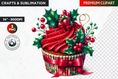 Christmas clipart PNG, Christmas Cupcake Clipart, Ornaments Product Image 1