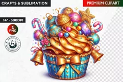 Christmas clipart PNG, Christmas Cupcake Clipart, Ornaments Product Image 1