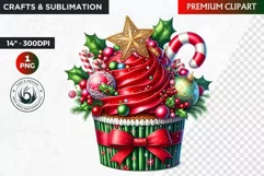 Christmas clipart PNG, Christmas Cupcake Clipart, Ornaments Product Image 1