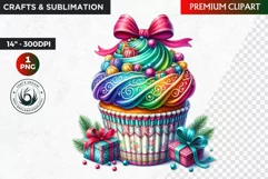 Christmas clipart PNG, Christmas Cupcake Clipart, Ornaments Product Image 1