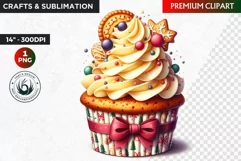 Christmas clipart PNG, Christmas Cupcake Clipart, Ornaments Product Image 1