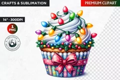 Christmas clipart PNG, Christmas Cupcake Clipart, Ornaments Product Image 1