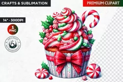 Christmas clipart PNG, Christmas Cupcake Clipart, Ornaments Product Image 1