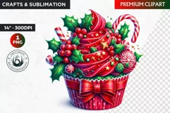 Christmas clipart PNG, Christmas Cupcake Clipart, Ornaments Product Image 1
