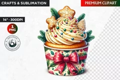 Christmas clipart PNG, Christmas Cupcake Clipart, Ornaments Product Image 1