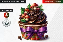 Christmas clipart PNG, Christmas Cupcake Clipart, Ornaments Product Image 1