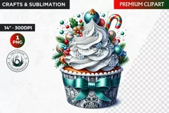 Christmas clipart PNG, Christmas Cupcake Clipart, Ornaments Product Image 1