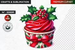 Christmas Cupcake Clipart ,Christmas clipart PNG, Ornaments Product Image 1