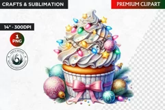 Christmas Cupcake Clipart ,Christmas clipart PNG, Ornaments Product Image 1