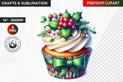 Christmas Cupcake Clipart ,Christmas clipart PNG, Ornaments Product Image 1