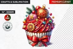 Christmas Cupcake Clipart ,Christmas clipart PNG, Ornaments Product Image 1