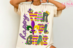 Happy Mardi Gras Png, Crawfish And Coquette Bow Carnival Png Product Image 1
