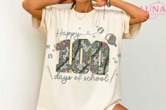 Preppy 100 Days Of School PNG Camo Checkered, 100th Day Png Product Image 1