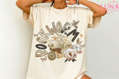 Boho Wildflower Bookworm Png, Bookish Png, Cottagecore Book Product Image 2