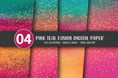 Pink Teal Fusion Digital Paper Product Image 1