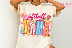 Preppy Softball Season Bow Glitter Png, Softball Game Day Pn Product Image 2