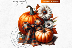 Floral Coquette Pumpkins and Daisies PNG with bows Cliparts Product Image 7