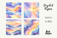 Aura Glow Pastels Digital Paper Watercolor Seamless Pattern Product Image 2