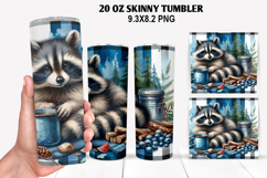 Raccoon Skinny Tumbler 20oz Wrap Design, Animal Tumbler Wrap Product Image 1