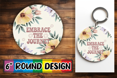 Enchanted Round Keychains PNG, Flower Quote Product Image 1