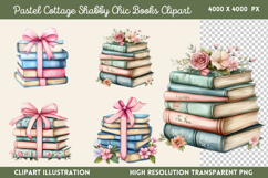 Pastel Cottage Shabby Chic Books Clipart PNG Product Image 1