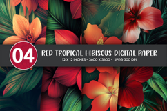 Red Tropical Hibiscus Digital Paper Product Image 1