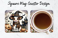 Halloween Cow Mug coaster | Coaster | Sublimation Design Product Image 1