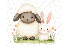Cute Animal Friends Clipart PNG, Whimsical Spring Animal Duo Product Image 5