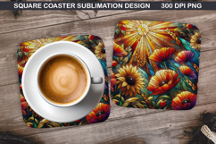 Flowers Coaster Sublimation, Spring Coaster PNG Design Product Image 1