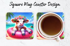 Highland Cow Mug coaster | Coaster | Sublimation Design Product Image 1