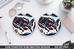 Flags Car Coaster Sublimation| 4th Of July Coaster PNG Product Image 1