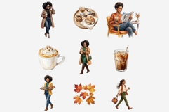 Coffee Girl Autumn PNG Clipart Bundle, Fall Coffee Aesthetic Product Image 6