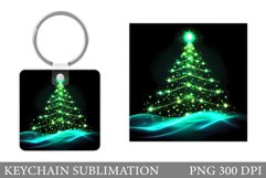 Christmas Tree Keychain Sublimation. Winter Keychain Design Product Image 1