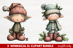 Whimsical Elf Clipart | Cute Christmas Elf PNG Illustration Product Image 1