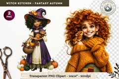 Autumnal Witch Kitchen Clipart cozy Fall PNG sublimation Product Image 1