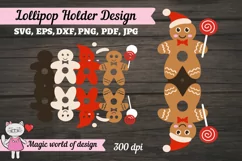 Gingerbread man in Santa hat lollipop Holder svg, papercut Product Image 2
