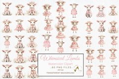 Watercolor baby pink Whimsical Floral Lambs Clipart Product Image 1