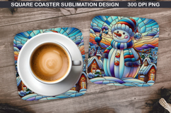 Snowman Coaster Sublimation, Christmas Coaster PNG Design Product Image 1