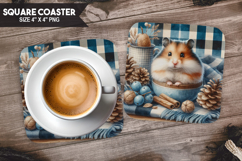 Hamster, Pets &amp; Animal, Buffalo Plaid Square Coaster PNG Product Image 1