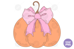 Coquette Girly Halloween Pumpkin Pink Bow Clipart PNG Bundle Product Image 16