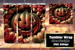 20oz Tumbler Wrap for Unique Style , 3D Pumpkin Product Image 1