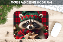 Christmas Raccoon Mouse Pad Sublimation - Animal PNG Design Product Image 1