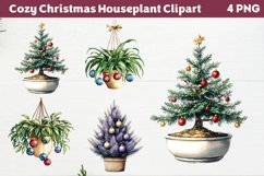 Cozy Christmas Houseplant Clipart PNG Product Image 1